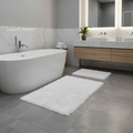 Derya Home Luna Rabbit Fur Look Ultra Soft 2-Piece Bathroom Set - White 80 x 50 cm
